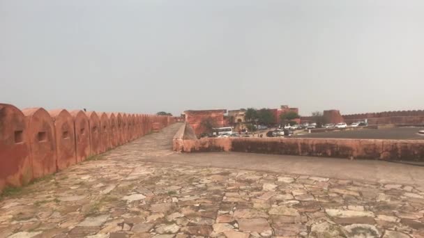 Jaipur, India - ancient walls of the fort and view of the mountains from a height part 5 — 비디오