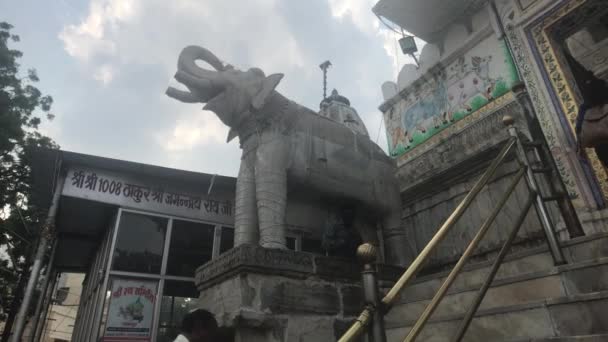 Udaipur, Indien November 13, 2019: Jagdish Temple turister i baggrunden af en smuk tempel del 5 – Stock-video