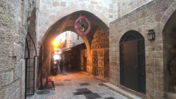 Jerusalem, Israel - beautiful streets of the evening city part 7 — 비디오