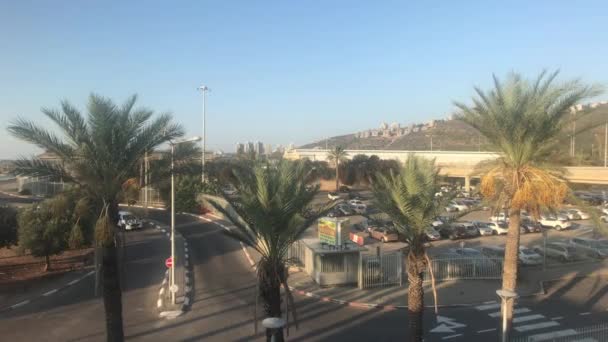 Haïfa, Israël - palmiers sur fond de montagnes — Video