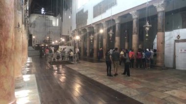 Beytüllahim, Filistin - 20 Ekim 2019: İsa 'nın Doğumu turistlerinin bazilikası 2.