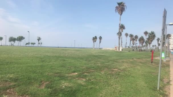 Tel Aviv, Israel - 22 de octubre de 2019: los turistas caminan por la ciudad cerca del mar parte 9 — Vídeo de stock