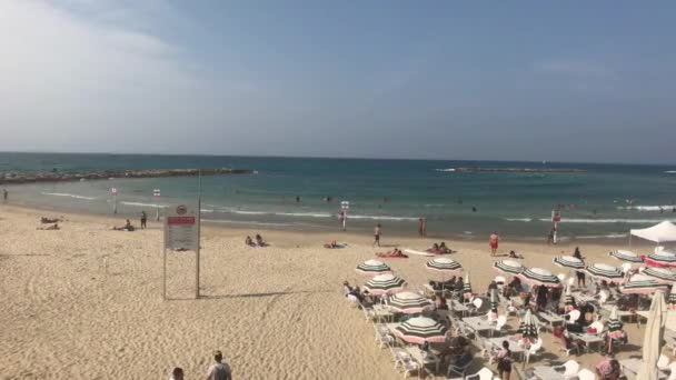 Tel Aviv, Israël - 22 octobre 2019 : les touristes marchent le long de la promenade partie 15 — Video