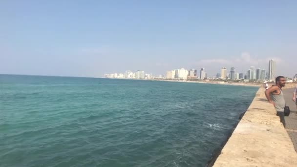 Tel Aviv, Israel - October 22, 2019: tourists walk along the promenade part 14 — 비디오