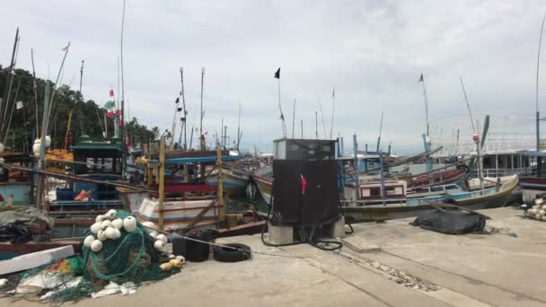 Mirissa, Sri Lanka, aux bateaux de pêche dans le port — Video