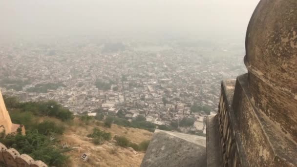 Jaipur, Ινδία - Άποψη από ψηλά το παλιό ιστορικό φρούριο μέρος 14 — Αρχείο Βίντεο