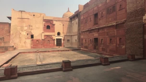 Agra, Indien, 10 november 2019, Agra fort, gamla röda tegelväggar — Stockvideo