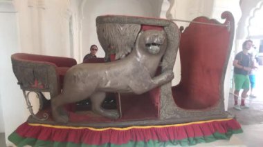 Jodhpur, India - November 06, 2019: Mehrangarh Fort tourists filmed in rooms with exhibits
