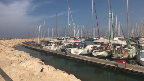 Tel Aviv, Israel - Yacht parkering — Stockvideo