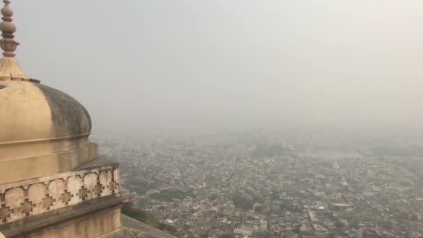 Jaipur, India - View from above the old historic fortress part 18 — 비디오