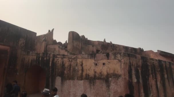 Jaipur, indien - 03. November 2019: jaigarh fort Touristen klettern in die alte Festung — Stockvideo