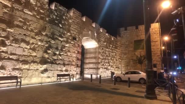 Jeruzalem, Israël - prachtige straten van de avondstad deel 2 — Stockvideo