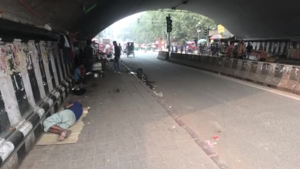 Νέο Δελχί, Ινδία, 11 Νοεμβρίου 2019, πρότυπο δρόμο της ινδικής πρωτεύουσας με τους τουρίστες μέρος 2 — Αρχείο Βίντεο