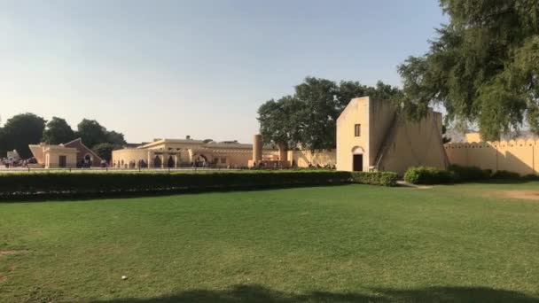 Jaipur, India - green lawn with neat bushes — 비디오