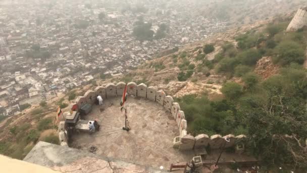 Jaipur, Indie - pohled z výšky staré historické pevnosti část 16 — Stock video