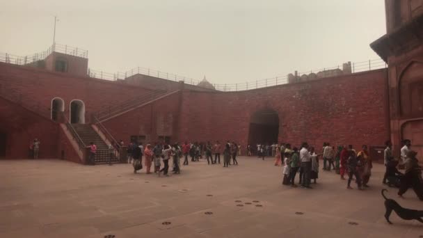 Nueva Delhi, India, 11 de noviembre de 2019, los turistas caminan a través del fuerte rojo — Vídeo de stock
