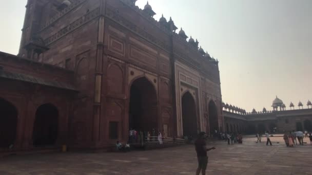 Fatehpur Sikri, India - November 15, 2019: Εγκαταλελειμμένοι τουρίστες επιθεωρούν τα ερείπια της αρχαιότητας μέρος 12 — Αρχείο Βίντεο