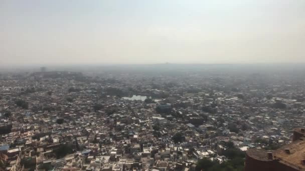 Jodhpur, Indie - pohled na město ze zdí staré pevnosti část 6 — Stock video