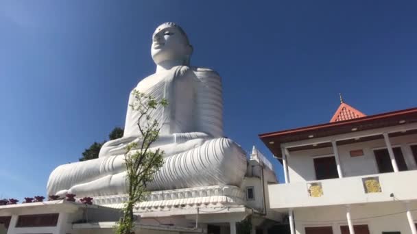 Kandy, Srí Lanka, 20. listopadu 2019, Bahiravokanda Vihara Buddha Sochařská místnost s kamenným pozlaceným Buddhou — Stock video