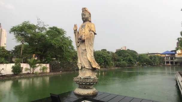 Colombo, Sri Lanka, November 22, 2019, 61 Sri Jinarathana Rd, Gangaramaya Temple statue on site — Stock Video