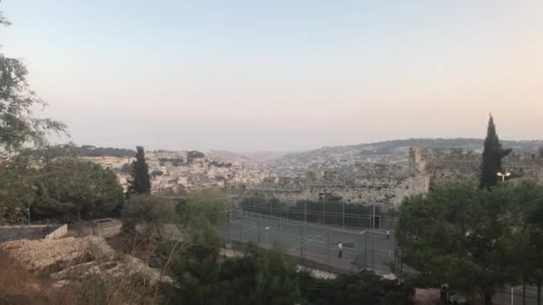 Jerusalén, Israel - Vista de la ciudad desde la colina — Vídeos de Stock