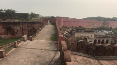 Jaipur, India - long fortified wall in the old fortress part 17