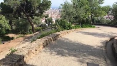 Barselona, İspanya, Ağacın yanında kirli bir patika
