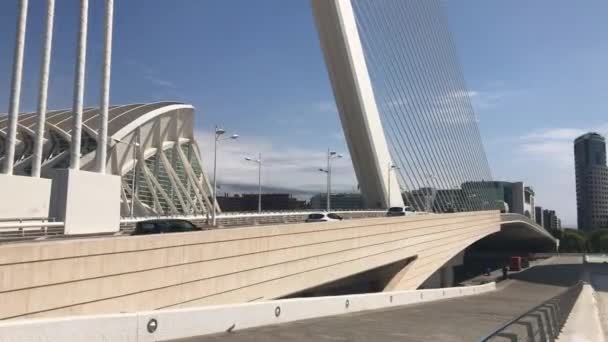 Valencia, España, puente de tráfico — Vídeos de Stock