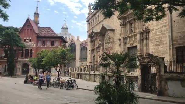 Valencia, Espagne, 22 juin 2019 : Un groupe de personnes marchant devant un bâtiment — Video