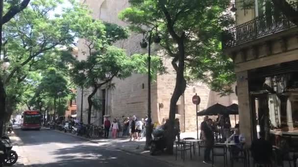 Valencia, Spanien, 22 juni 2019: En grupp människor på en stadsgata — Stockvideo