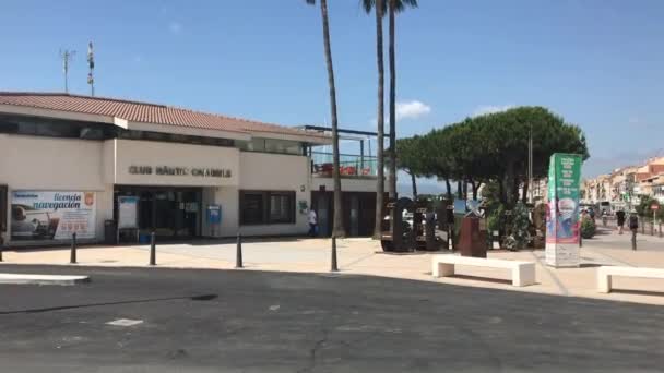 Cambrils, Spain, June 25 2019: A sign on the side of a building — Stock Video