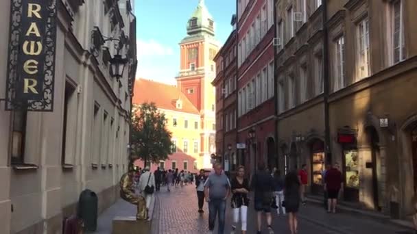 Warszawa, Poland, June 25 2017: A group of people walking on a city street — 图库视频影像