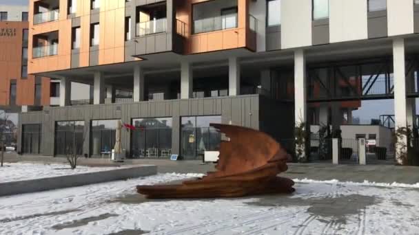 Gdansk, Poland, A building covered in snow — Stock Video