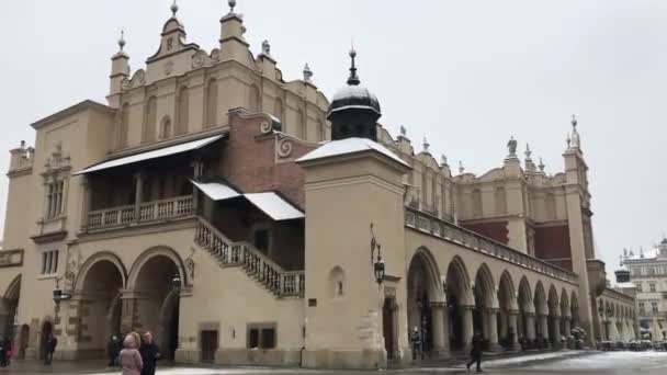 Cracovia, Polonia, Un gruppo di persone in piedi di fronte a un edificio — Video Stock