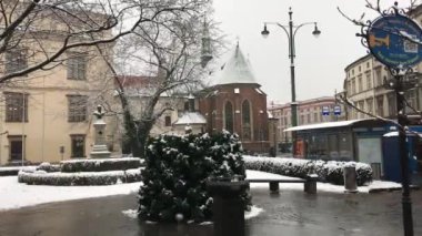 Krakow, Polonya, Karla kaplı bir bina