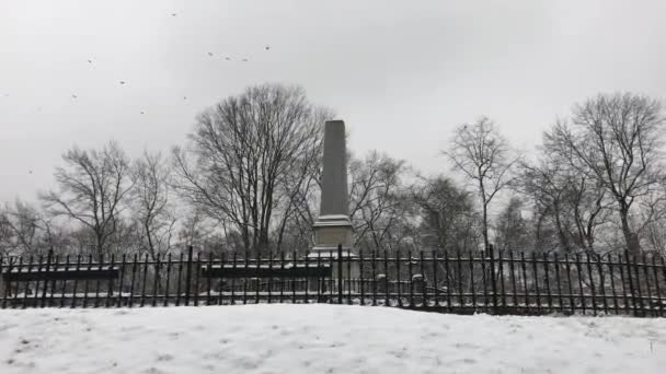 Kraków, Polska, Park pokryty śniegiem — Wideo stockowe