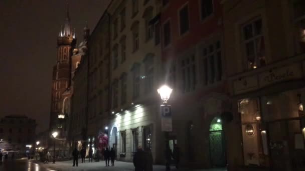 Cracovie, Pologne, Un groupe de personnes dans une rue de la ville — Video