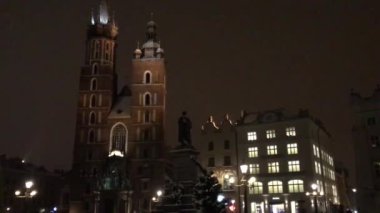 Krakow, Polonya, Gece bir şehir manzarası