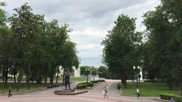 Minsk, Bielorrússia, Uma árvore no meio de uma estrada — Vídeo de Stock