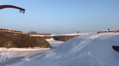 Helsinki, Finlandiya, Karda bir gemi