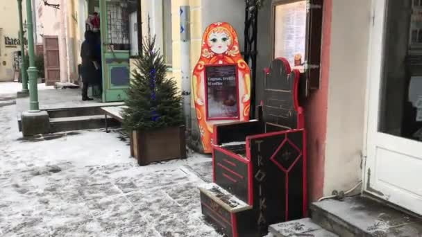 Tallinn, Estonia, A person standing in front of a building — Stock Video