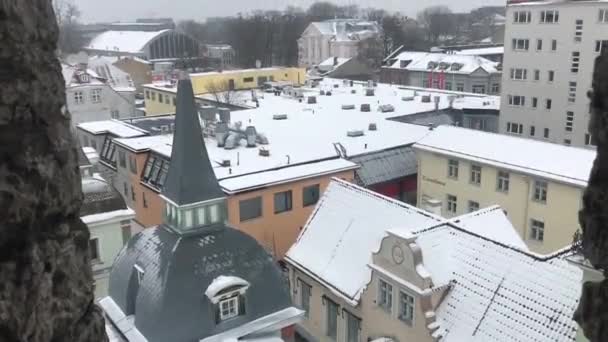 Tallin, Estonia, Osoba stojąca przed budynkiem — Wideo stockowe