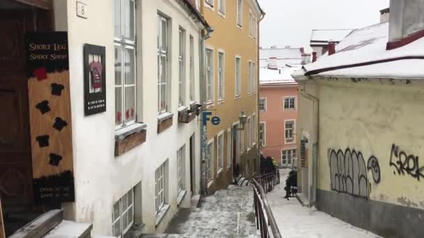 에스토니아 탈린, 길가에 낙서가 있는 건물 — 비디오