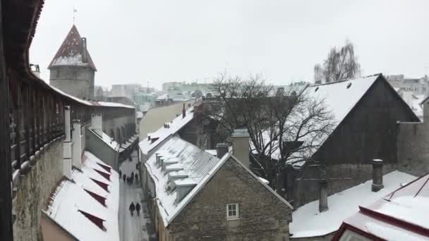 Таллин, Эстония, Дом, покрытый снегом — стоковое видео