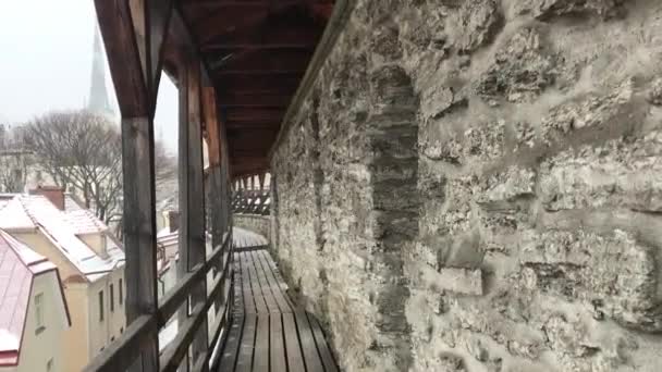 Tallinn, Estónia, Um grande plano de um edifício de pedra — Vídeo de Stock