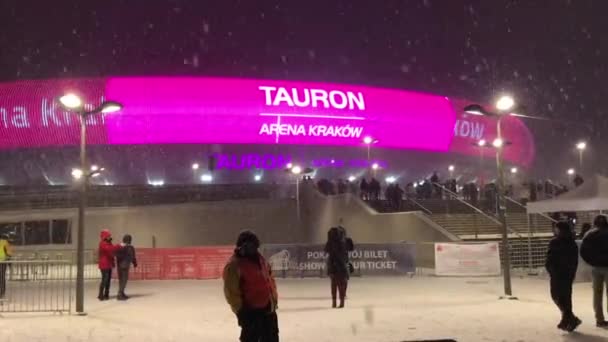 Krakow, Polandia, 20 Februari 2017: stadion sebelum konser — Stok Video