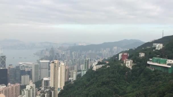 Hong Kong, Kína, kilátás a Victoria-csúcsra — Stock videók