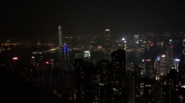 Hong Kong, Çin, Gece bir şehir manzarası
