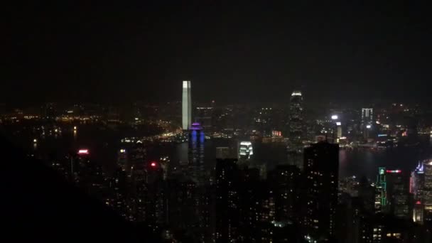 Hong Kong, China, Una ciudad por la noche — Vídeos de Stock