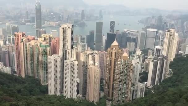 Hong Kong, Kína, kilátás a Victoria-csúcsra — Stock videók